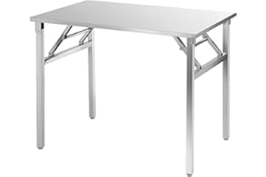 CAVATINY Mesa de trabajo plegable de acero inoxidable, 120 x 60 cm, soporta hasta 200 kg, para gastronomía, de acero inoxidable, para cocina