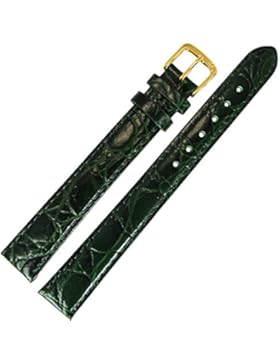 Uhrenarmband 12mm Leder Grün XL, Extra Lang, Prägung, Kroko - Inkl. Federstege / Werkzeug - Lederarmband Für Uhren...