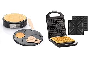 Senya Crêpière électrique 2 PLAQUES interchangeables, Crêpe Time 1500W Crêpière électrique Black FR: Taille Unique & Gaufrier appareil à croque monsieur réversible 1200W Noir SYCK-WM015
