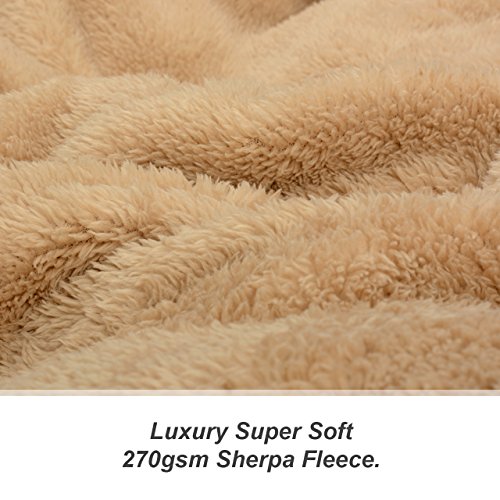 Snug Rug Kuscheldecke, Luxusversion aus Sherpa-Fleece, Überwurf, Sandbeige, 127 x 178 cm - 3