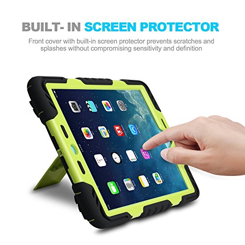 New iPad 9.7 2017 Hülle, Feitenn Heavy Duty Armor Hard Back Schutzhülle Kickstand Silikon PC Dual Layer Protective Case Ständer Stoßfest Shock-Absorption Back Cover Hülle für Apple New iPad 9.7 Zoll (SchwarzGrün) - 6