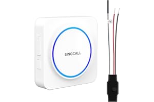 SINGCALL Doorbell Set di estensione radio Inoltro del segnale per campanelli esistenti con 32 Suonerie Volume 0-100dB per casa/garage/appartamento, 1 ricevitore portatile a LED + 1 convertitore radio