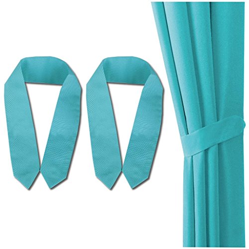 Dekoschal 2er Pack mit Schlaufen, Vorhang Gardine, Auswahl: 140 x 175 cm türkis – pfauenblau - 2