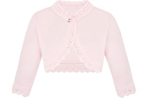 Lilax Little Girls' Knit Long Sleeve Button Closure Bolero Cardigan Shrug