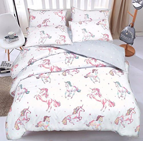 Unicorn Reversible Duvet Set Quilt Cover Bedding &amp; Pillow Case Bedroom Set (3 sizes) (King)