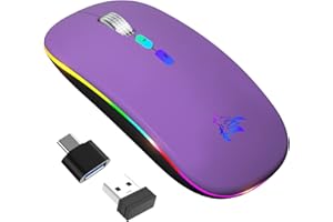 KBCASE Ratón Inalámbrico Bluetooth, Recargable Ratón LED, Mini Ratón Inalambrico óptico Silencioso Click, con Receptor USB de 2.4 GHz para Computadora, Portátil, iPad,PC, Macbook,Laptop