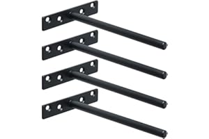 SAYAYO Soporte Estanteria Pared, Estantes Flotantes Invisibles Metal Escuadras para Estanterias Metalicas Soporte Oculto Balda Negro Mate para Cocina, Baño, Dormitorio, Sala, EJY8006B-4P
