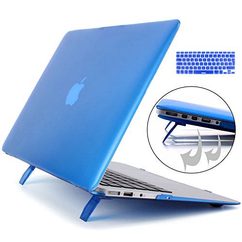 STONG Matte Gummierte Harte Schutzhülle mit Kickstand Ständer für Macbook Air 13 Hülle Cover Tasche Silicon Case Shell Hard Plastik mattiert SchutzTasche + tpu Tastatur-Schutzfolie(Blau,MacBook Air 13 A1369 / A1466)