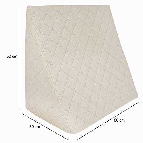 Sabeatex® Rückenkissen, Keilkissen für Couch und Sofa, Lesekissen für bequemes Sitzen. 5 Unifarben für trendiges Wohndesign. Louge-oder Palettenkissen Größe 60 cm x 50 cm x 30 cm (Beige / Natur ) - 2