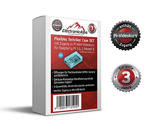 Electronic Alps Techniker Gehäuse SET für Raspberry Pi 3 mit Videokurs und Gummifüßen | GPIO Zugang | auch für Raspberry Pi 2 Modell B (blau/blue) - 2