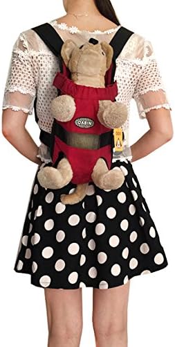 Pineocus Canvas Backpack Style Pet Dog Legs Out Carrier Bag (L, Red)