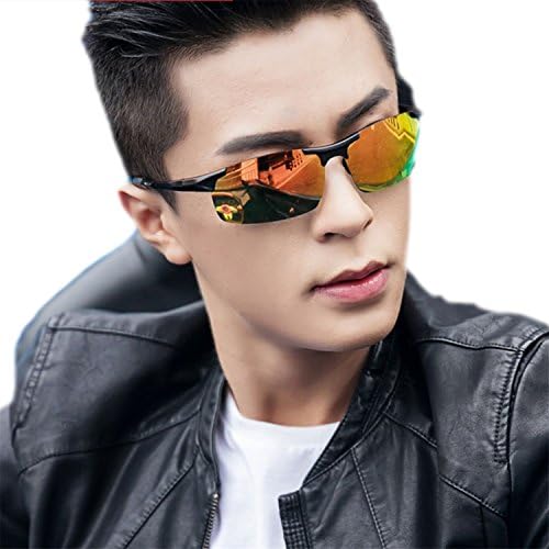 HCIUUI Sunglasses Men's Driving Sunglasses Polarizers Driving Glasses Driver Mirror Personality Sports Sunglasses,Black box Red mercury polarizer