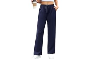 heekpek Pantalon de Jogging en Coton pour Femmes Pantalon de Détente pour Femmes Pantalon de Survêtement Droit à Jambes Larges Pantalon de Sport Pantalon de Yoga Léger avec Poches