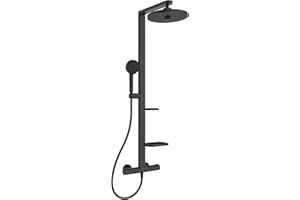 Ideal Standard - Alu+, Colonna doccia termostatica in alluminio, Miscelatore termostatico esterno a doppia uscita, Nero seta