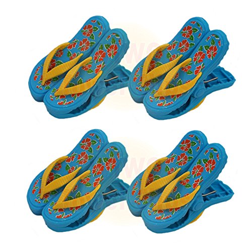 WIWO4 Pairs of Sandal Flip Flop Towel Clips - Tropical