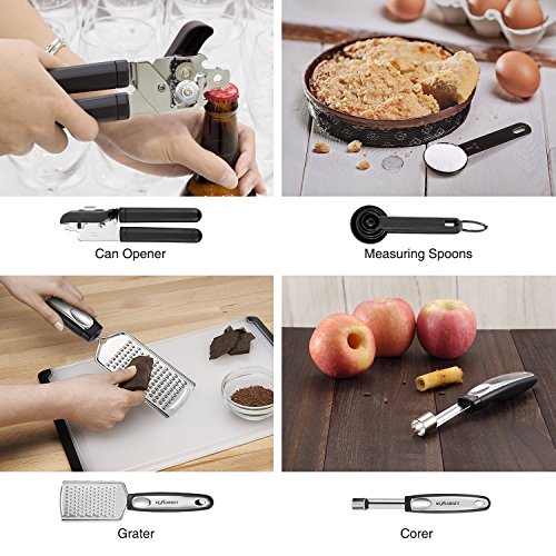 NexGadget Premium-25-Stücke Sets von Kochgeschirr mit Edelstahl und Nylon,Küchenhelfer-Set , Kochen Tools einschließlich Löffel, Turners, Tongs, Schneebesen , Dosenöffner, Schäler, Schaber, Messbecher und Löffel - 6