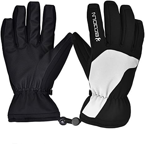 Winter Ski Gloves - Waterproof Snowboard Skiing Full Finger Warm Snow Gloves - Outdoor Windproof Snowproof Camping Hiking Climbing Mountain Bike Trekking Cycling Gloves - Men (Black White, L)