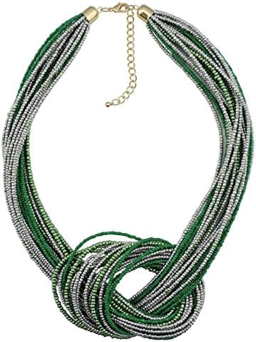 Bocar Seed Beads Multilayer Chunky Bib Statement Knot Necklace (NK-10316)