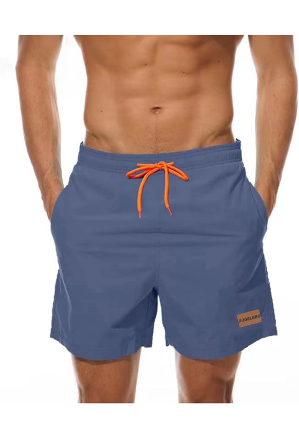 Short De Bain Homme Ougelebo - Nylon Séchage Rapide - Poche Zippée - Taille élastique