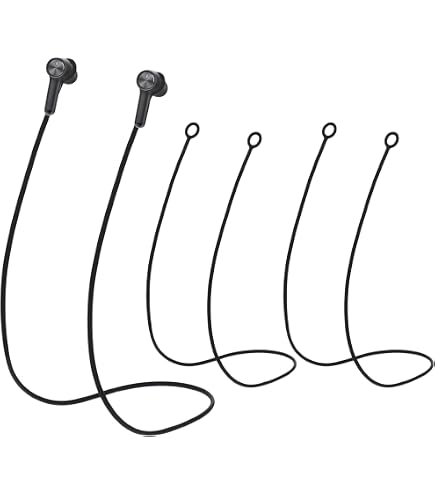 NECXON Cordino di sicurezza antistrappo per tappi auricolari, connettore in silicone nero per la maggior parte dei tappi auricolari con punte rimovibili