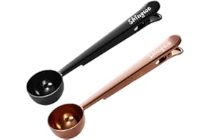 SKINGWA Cuillère à café avec clip pour sac, cuillère à mesurer multifonction pour lait en poudre, 20 ml (noir + or rose)