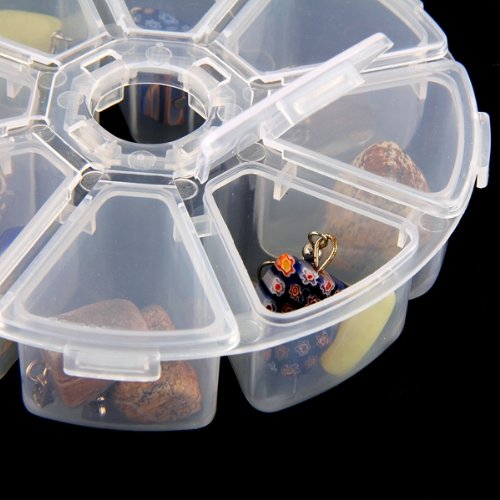 8 Fächer Plastik Aufbewahrungsbox Plastik Schmuckschatulle Schmuckkästchen Rund - 4