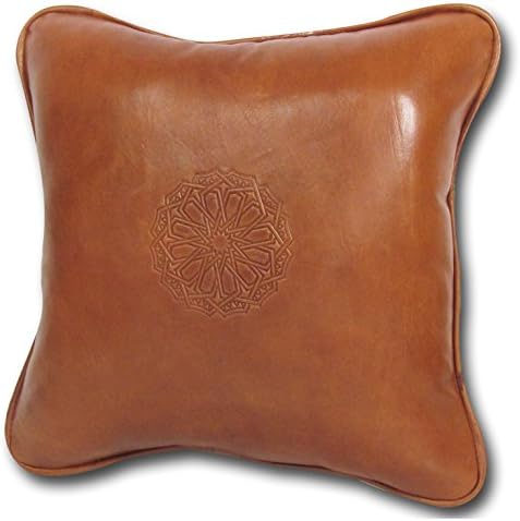 Almadih Real Lambskin Leather Cushion L Cognac 35 x 35 cm – 100% Handmade Genuine Leather Traditional Decorative Cushion Throw Pillow Oriental Cushion Includes Filling Light Brown (L, cognac)