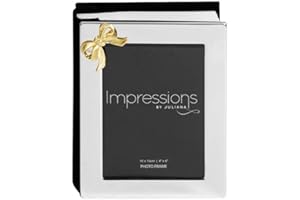 IMPRESSIONS BY JULIANA Silver Plated Picture Photo Album with Gold Bow - 4" x 6" (8143)