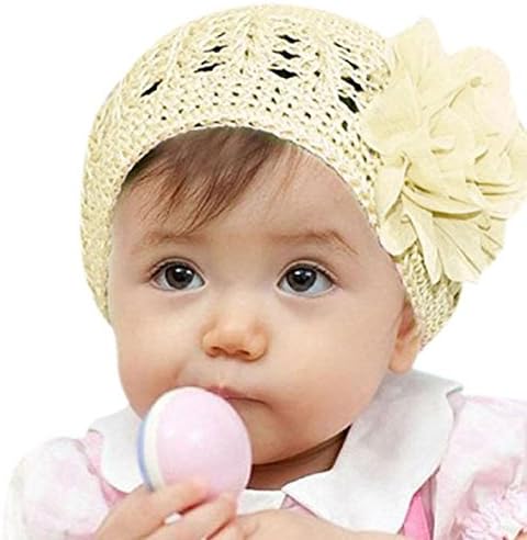 FALAIDUO Flower Infant Girl Hair Band Headband Headwear Hat 1-3 Years (Beige)