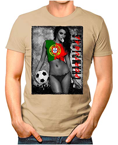Legendary Items™ – Portugal-Champions – Herren T-Shirt EM 2020 Sexy Girl Frau Fußball Trikot Lissabon Vintage Khaki L
