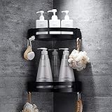 Leicht zusammenzubauen Freistempel Raum Aluminium Stativ Badezimmer Ecke Rack Wandbehang Badezimmer Dreieck Korb Schwarz Anhänger, Doppel Schwarz Stativ