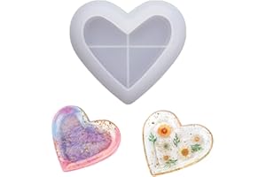 FZSECRIU Resine epoxy moulage, moule coeur,moule bougie coeur,moule en forme de coeur,moule en silicone pour resine,Moule resine epoxy plateau,Moule époxy DIY pour plaque coeur