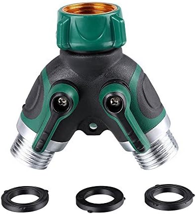 STARS100 Garden Hose to Shut Off Valve Connect Outside Spigot Friendly Faucet Extension, 3 Rubber Washers Set, 3 Years of Full Guarantee - Ergonomic Aesthetic and Highly Durable (2 Way Y Garden Hose)