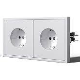 BSEED Wall Socket with Hook,Matte Standard Recessed Sockets,Child Safety,Easy Installation,C-Series,2 Sockets,150mm White
