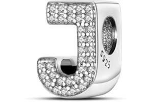 Pandach Charms Abalorios Letras A-Z de Colgantes Cuentas Plata de Ley 925 con Circonita Cúbica Compatible Pulsera Europeo,Christmas Charms para Mujer Niña for Birthday