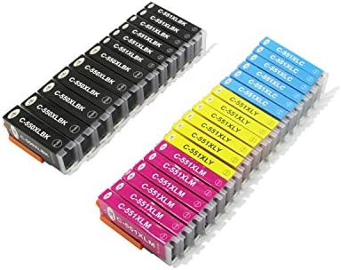 EBY 6 sets Compatible Ink Cartridges Replacement for Canon PGI-550xl CLI-551xl Pixma MG5450 MG5550 MG5650 MG6350 MG6450 MG6600 MG6650 MX925 MX725 MG7150 MG7550 iP7250 iP7200 iP8750 iX6850 Printers （6*550XL-black 6*551 black-6*cyan-6*magenta-6*yellow）