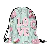 Dorical Kordelzug Rucksack Bag (39 x 32 cm) Valentinstag-Kordelzugbeutel Bunter Happy Cute 3D Gedruckt Rucksack/Sport-Gymnastikreisetasche Beutel Sportbeutel Tasche für Damen und Herren