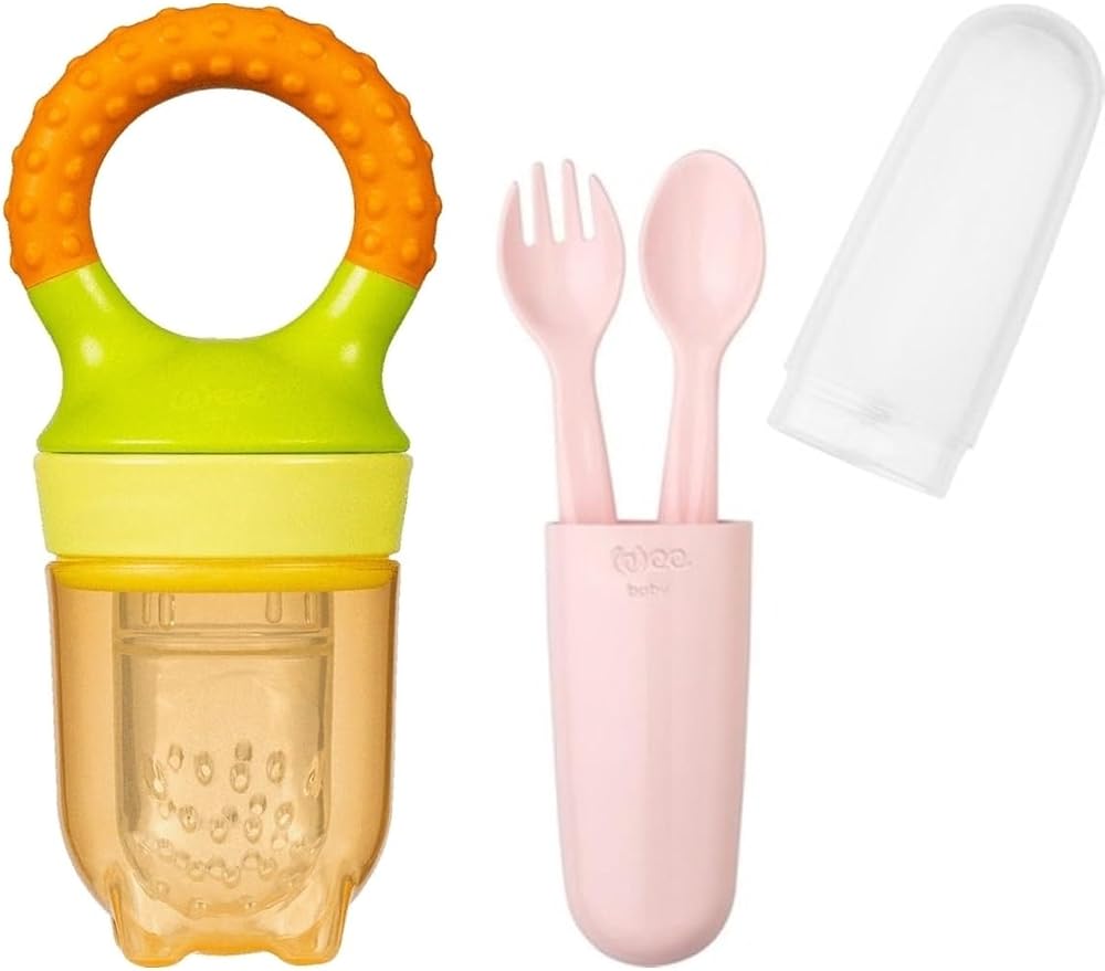 Wee Baby Meyve Süzgeci Turuncu, Çatal Kaşık Seti Pembe