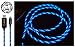 Produktbild NEUES 2018 BLAU LED-FLOW USB-KABEL BELEUCHTETES LADEKABEL LED-TELEFON-AUFLADUNGSKABEL MICRO USB FLOWING KABEL