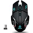 RPM Euro Games USB Wireless Gaming Mouse Rechargeable 500 Mah Battery Dpi Upto 3200 6 Color RGB Lights Rubber Coated Mice, Black - Pc