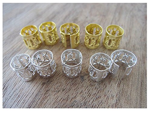 10 GOLD & SILVER DREADLOCK ADJUSTABLE CUFF CLIPS