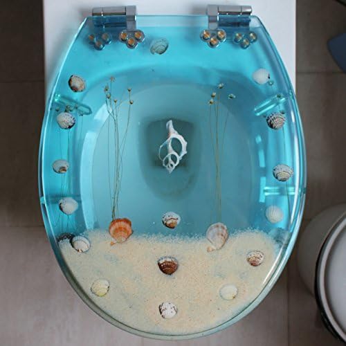 Topsed Urea Formaldehyde Resin Slow Drop Toilet Cover Cover Plate Thickening Cushion General Cover Plate Light Blue Shellfish Shell,C Zinc Alloy Hinge Locksimple And Comfortable General Slow Down Comfort Antiseptic European