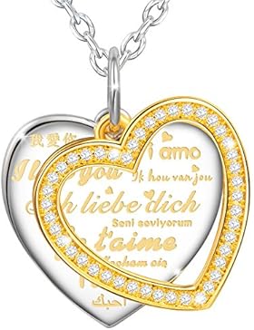 MARENJA-Weihnachtsgeschenke Fashion Halskette Damen-Herz Anhänger Gravur Ich liebe Dich/Mama Ich liebe Dich in...