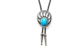 CNAYDINGCJ Cravate Bolo Western Pour Hommes Et Femmes Agate Ethnique Patte D'Ours Ajourée - Cravate Hip Hop Rétro En Cuir Américain Bola Tie String, Tendance Mode Nouveauté Bijoux Cowboy Accessoires Cadeau