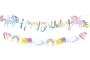 HUKUMA Happy Birthday Girlande,Einhorn Deko Kindergeburtstag Mädchen,Einhorn Happy Birthday Banner, Kinder Geburtstag Deko,Geburtstagsgirlande Kinder Deko,Geburtstagsdeko 1 2 3 4 5 6 Jahre
