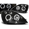 Headlights Compatible with Ford Fiesta Mk6 2002 2003 2004 2005 RS-1275 Driver And Passenger Side Complete Set Headlight Assembly Angel Eyes Front Lights Car Lamps Car Lights Headlamp Headlamps Black