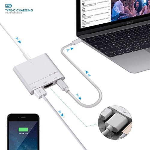 GHB Adapter Typ C USB 3.1 Hub USB 3.0 / 4K HDMI / USB Typ C trennbar Plug und Play Kabel für MacBook Google Chromebook Pixel usw. - 3