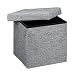 Relaxdays Ottoman Foldable Footstool Box Storage Cube with Removable Lid, Fabric, Grey, 38 x 38 x 38 cm