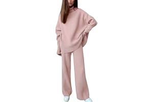 Daikascbny Tuta Sportiva Donna Completa Elegante Leggera Pantaloni Lunga senza Cappello Sportivi da Lavoro Set Due Pezzi Collo Rotondo Larghi Pullover Completo Lunga Tuta Completi Donna