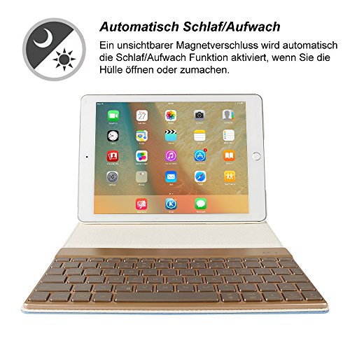 KVAGO iPad Pro 9.7 Bluetooth Tastatur Smart Hülle mit 7 farbige Hintergrundbeleuchtung drahloser Ultra-Thin deutschen QWERTZ Keyboard Case Auto Schlaf/Aufwach Funktion Einschließlich der Schutzfolie und Eingabestift-Blau - 3